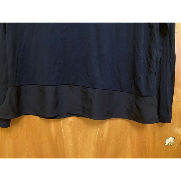 Banana Republic Women's black long-sleeve blouse V-neck and ruffle hem Size/ SP - Picture 7 of 10